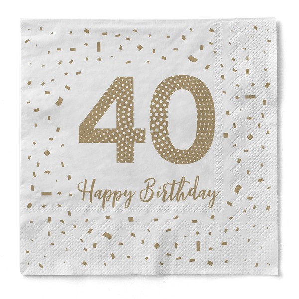 "Serviette \"Happy Birthday - 40\" Aus Tissue 33 X 33 Cm, 20 StüCk"-image