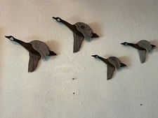 Set Of Four Reclaimed Vintage Reclaimed Wood Carved Flying Geese Wall Hangings