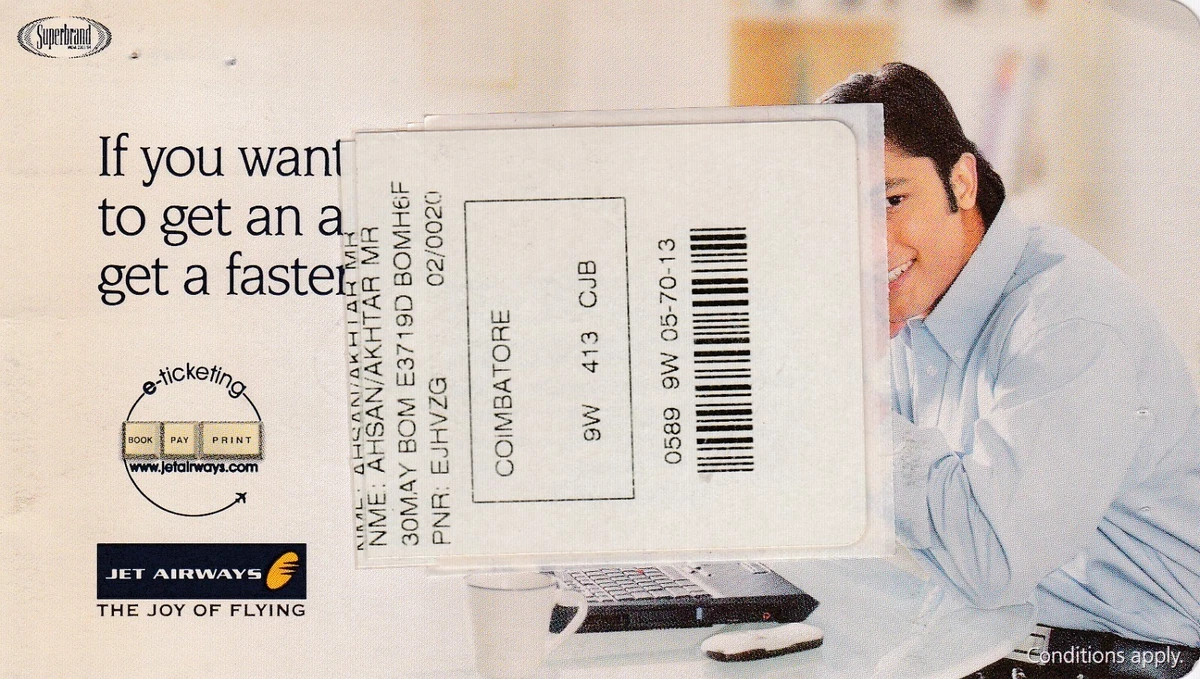 Jet Airways Economy Class 9w