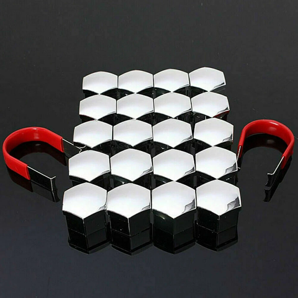 20 PIEZAS Tornillos Cromados para Rueda de Coche Tapa Pernos Tuercas Cabezas Cubiertas con Clip Accesorios Foto 2 de 4