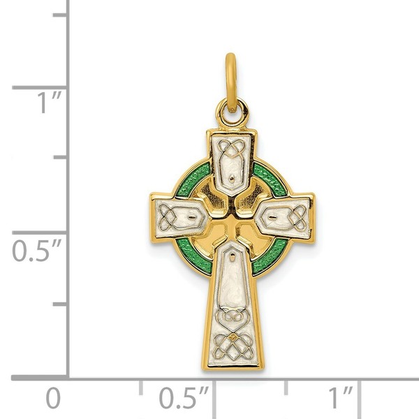 Alternate view of Sterling Silver 925 Gold Plated Irish Celtic Iona Cross Charm Pendant 0.91 Inch