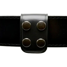 Perfect Fit Double Wide Police Belt Keeper Black Snaps Plain Genuine Leather USA