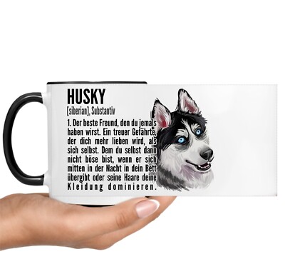 Husky 2 Duden Dog Freund Tasse Kaffee lustig Kaffeebecher Mug Design