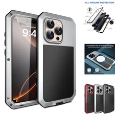 For iPhone 17 16 15 13 12 11 Pro Max Aluminum Shockproof Heavy Duty Case Cover