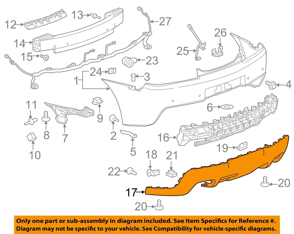 GM OEM 14-15 Camaro Rear Bumper Bumper Components-Lower