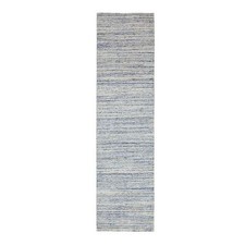 2'6"x9'9" Blue Variegated Design Hand Loomed Pure Wool Modern Runner Rug R58402