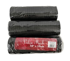 Lot 3 10" x 10 Yard Black w/Black Foil Deco Mesh Roll Ribbon Wreath Halloween