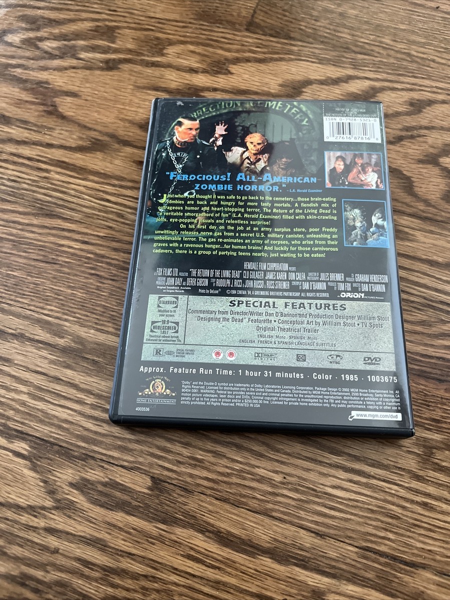2002 THE RETURN OF THE LIVING DEAD DVD FULL/WIDE SCREEN HORROR