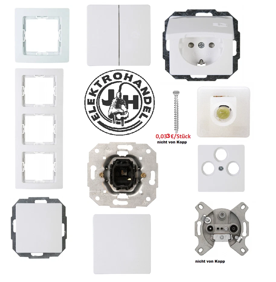 Kopp Paris HK05, Artikweiß, Schalter, Steckdosen, Rahmen, Taster, Abdeckung LED