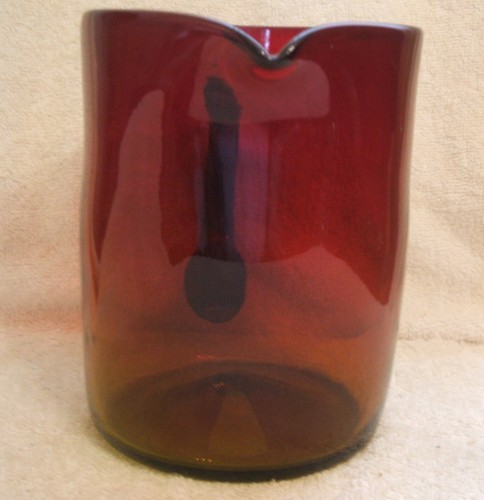 Jarra vintage Blenko Glass 745 Amberina mandarina roja rubí 6 pulgadas de alto - Imagen 5 de 12