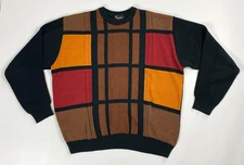 Men's Vintage Tosani Canada Knit Crewneck Sweater Colorblock Sz XL