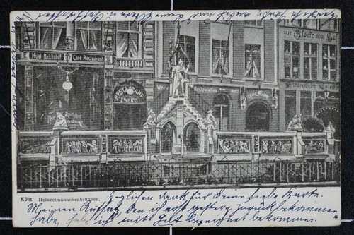 AK Köln 1902 gelaufen Heinzelmännchenbrunnen Cafe Gasthaus