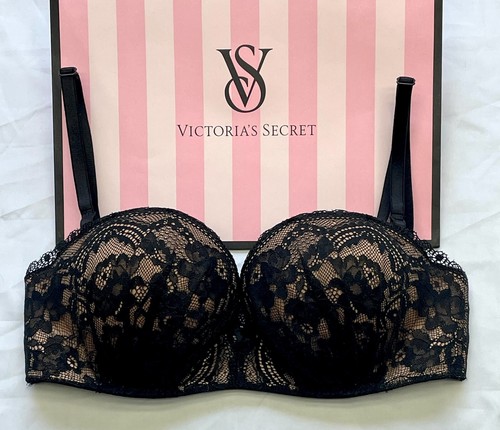 NEW! Beautiful VICTORIA'S SECRET Lace Padded Strapless Push up Bra - Size 32B