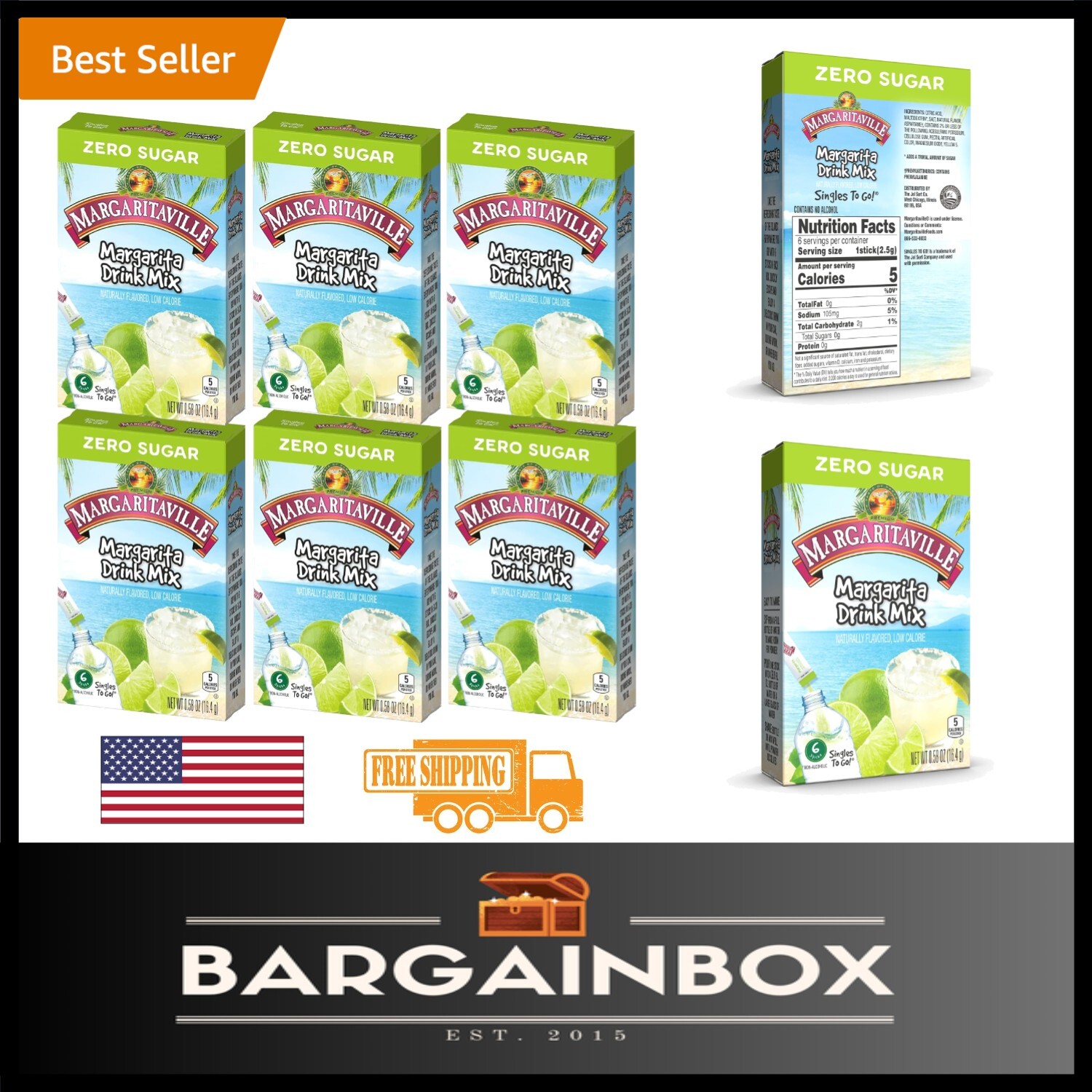 Singles To Go Margarita Drink Mix: 36 Sugar-Free Packets for