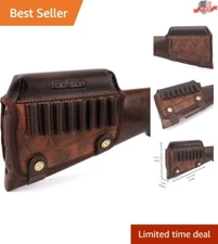 Vintage Brown PU Leather Cheek Rest with 8 Shell Holder for Right-Hand Shooters
