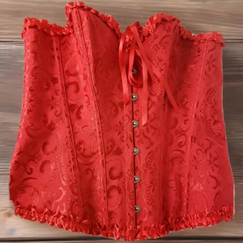 Corset size Large Cherry Red Bustierre Waist Cincher Lace Up Ties sweetheart top