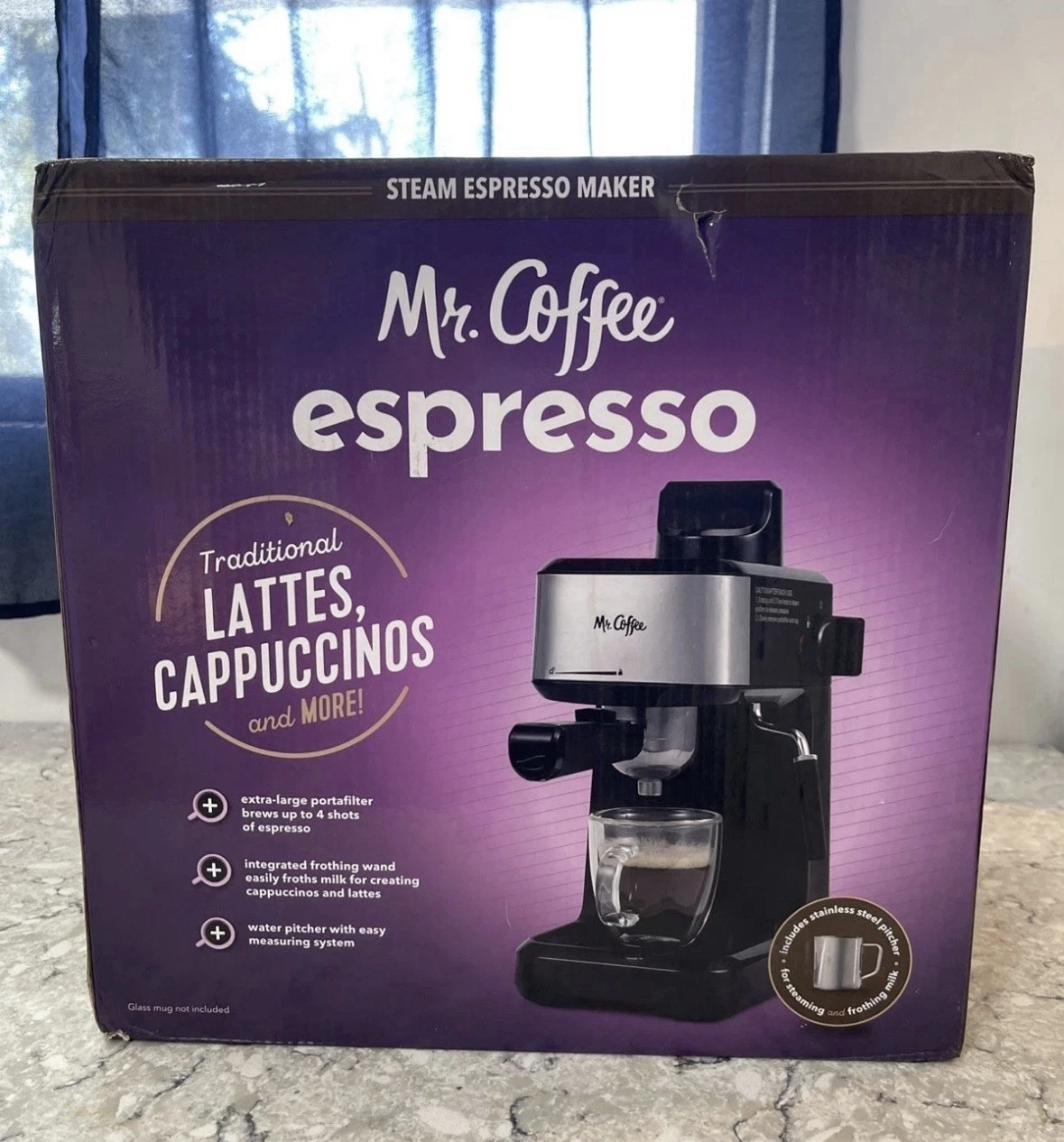 Mr. Coffee Espresso/Cappuccino & Latte Maker Powerful Steam Brew Frothing New