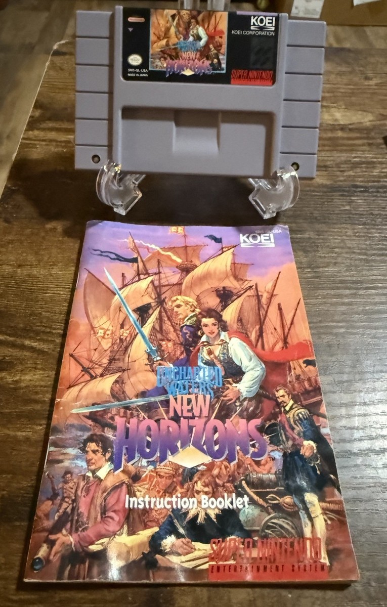 Uncharted Waters New Horizons SNES W/Instruction Manual-Authentic