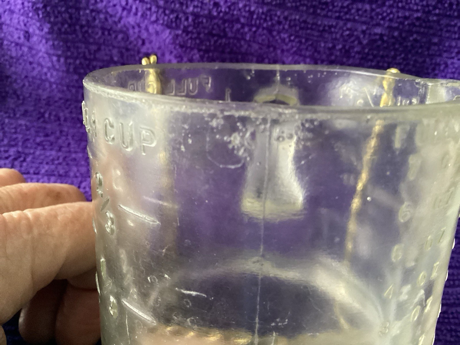 Vtg Heavy Glass Dry Measuring Cup No Maker Mark Multiple Measuring Scales