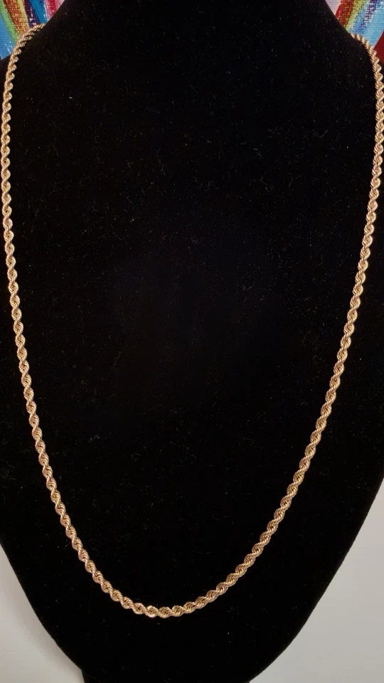 Fabulosa cadena de cuerda de oro rosa 14k 585 - Europa del Este - 21,5" - 54,6 cm - #2041 Foto 2 de 4