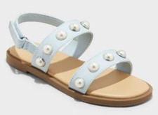 Girls Toddler Selene Pearl Sandals Cat  Jack  Blue Open Toe Hook and Loop Sz 12