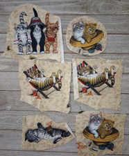 cats beach bum kitty fun fabric scrap pieces 6pc new