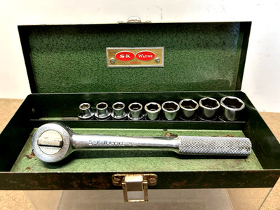 Vintage ''S-K WAYNE'' 10 Pc. 6 Pt. 3/8'' Metric Mixed Socket Set 7MM-17MM