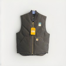 Image of Carhartt Iconic V01 Firm Duck Gilet Insulated Rib Collar Vest BNWT Black Medium