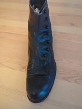 Antique Victorian Black Button Up Leather Boot Shoe Heeled No size Single