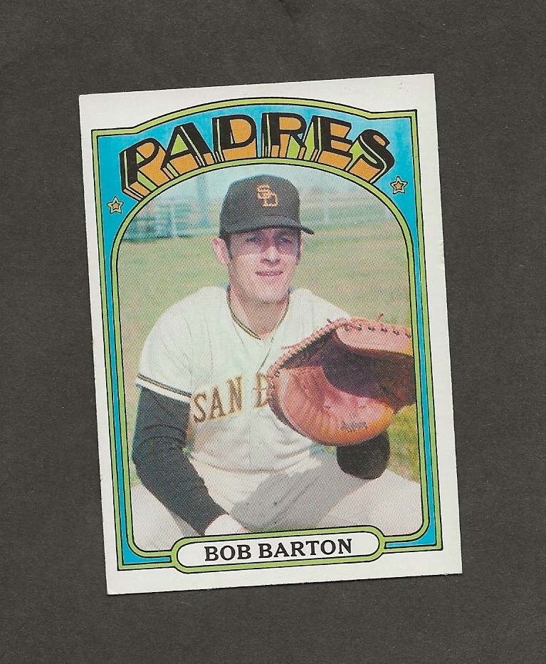 1972 TOPPS BASEBALL CARD # 39 BOB BARTON  San Diego Padres ex