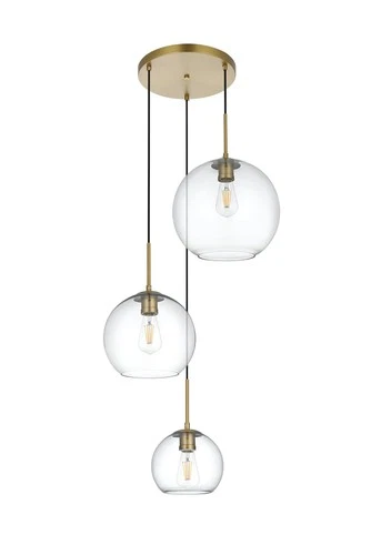 Living District Baxter 3-Light Metal Pendant in Brass & Clear Finish - Picture 5 of 9
