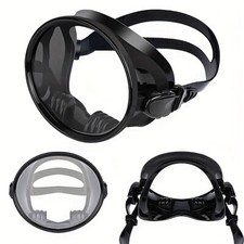 Adults Snorkeling Gear Anti-Fog Tempered Glass Diving Mask Oval Silicone Skirt