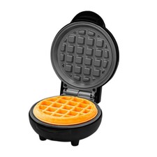 Mini Waffle Maker - Black 550W Non Stick Plates Round Waffle Maker