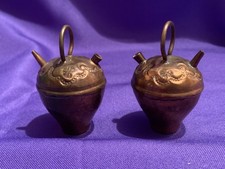 Vintage Pair Copper Miniature Pitcher Decorative Collectible Metalware Jug 2.75
