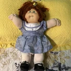 Vintage Cabbage Patch Doll 1986 Red Hair Green Eyes Teeth Dress Shoes Dimple