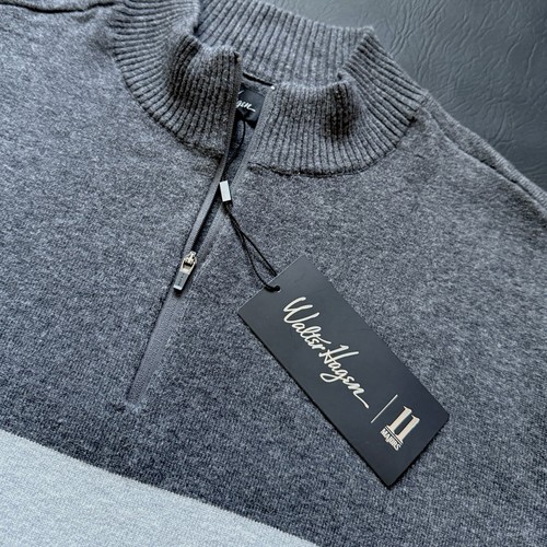 WALTER HAGEN Mens 1/4 Zip Pullover Golf Sweater Cotton Wool Gray Size Medium M - Picture 8 of 13
