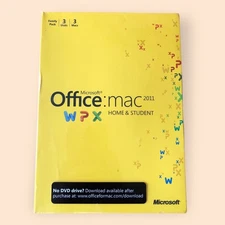 Microsoft Office: Mac 2011 Home & Student Yellow Family Pack Software NEW Sealed