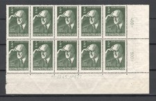 FINLAND 1945 JEAN SIBELIUS SCOTT 249 FACIT 310 DATE BLOCK OF 10 PERFECT MNH