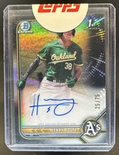 2022 Bowman Draft Henry Bolte Chrome Auto Black Refractor 1st #/75 Athletics