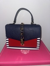 Striped Satchel Top Handle Bag w/ Detachable ...
