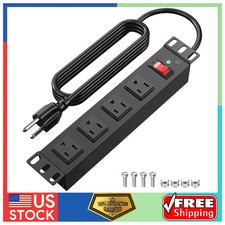 10 Inch Rack PDU 1U 4 Outlet Surge Protector 15A 6ft Cord for Server Cabinet