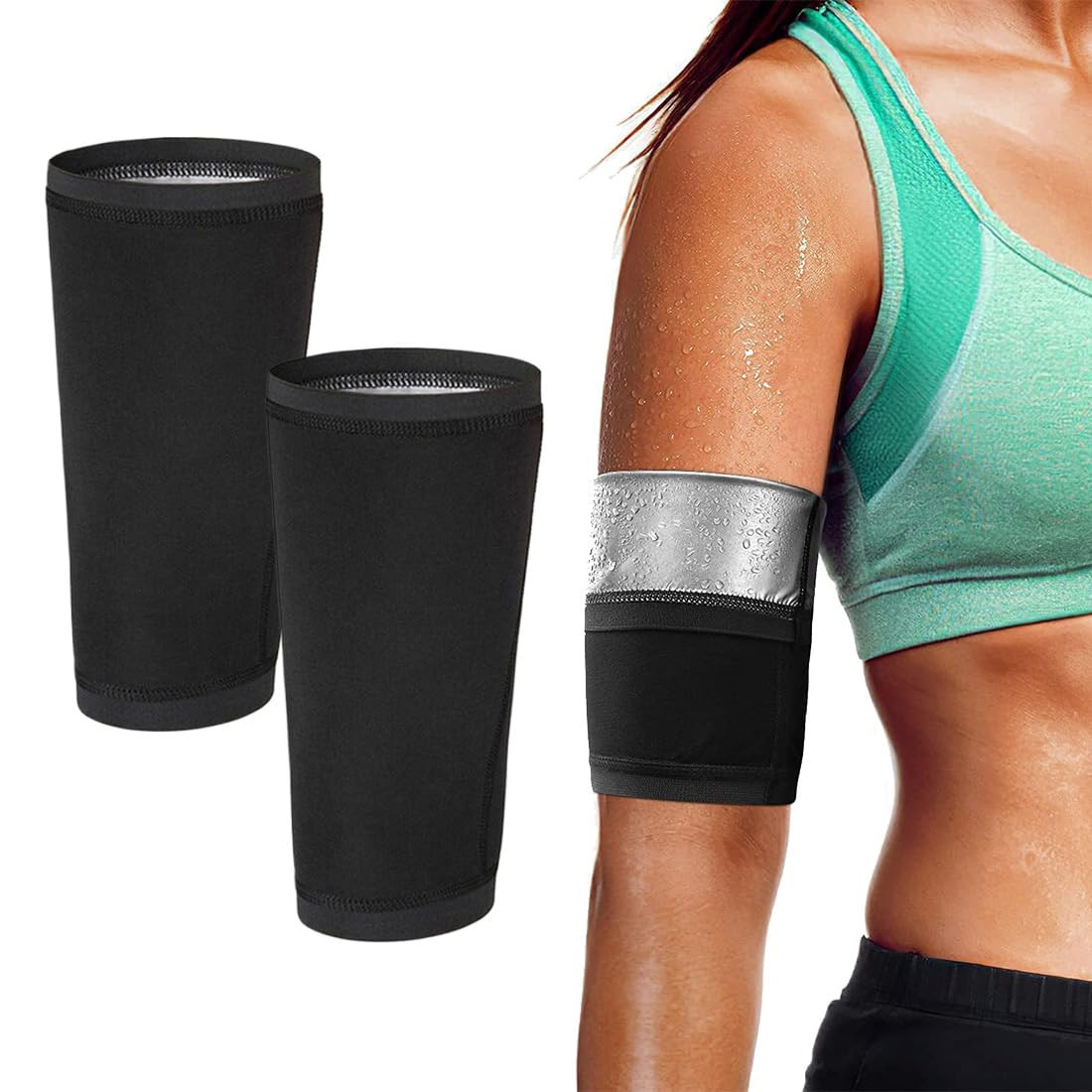 2 Stück Sauna Armbänder, Verstellbare Armbänder für Sport und Fitness, Schwarz,