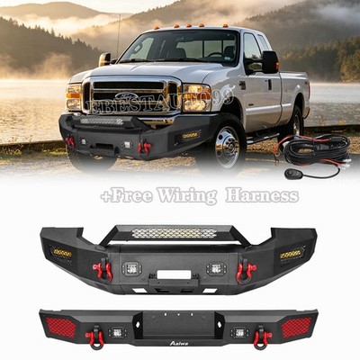 For 2005-2007 Ford F250 F350 Excursion Steel Front/Rear Bumper with LED Lights