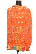 Vintage Wedding Scarf Dupatta Sequins Long Stole Beaded Hand Embroidered Hijab L