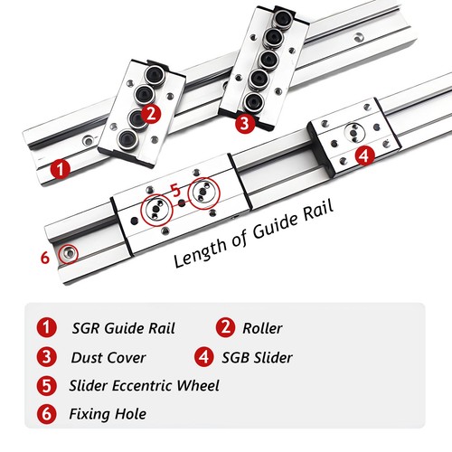 3/4/5 Rad eingebaute zweiachsige Linearschienenführung und Schlossschieber SGB10 ~ SGB35 - Bild 4 von 13
