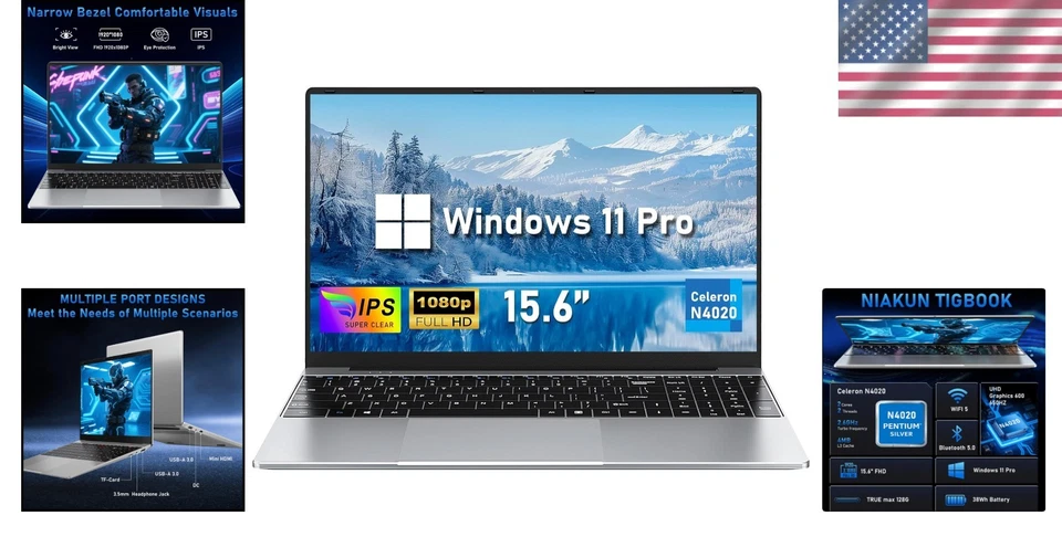 Portátil Ligero 15.6", 8GB RAM 256GB SSD, Windows 11 Pro Foto 2 de 4