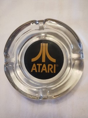 Vintage Atari 2600 7800 Video Game Company Clear Glass Ashtray Reverse Painted 