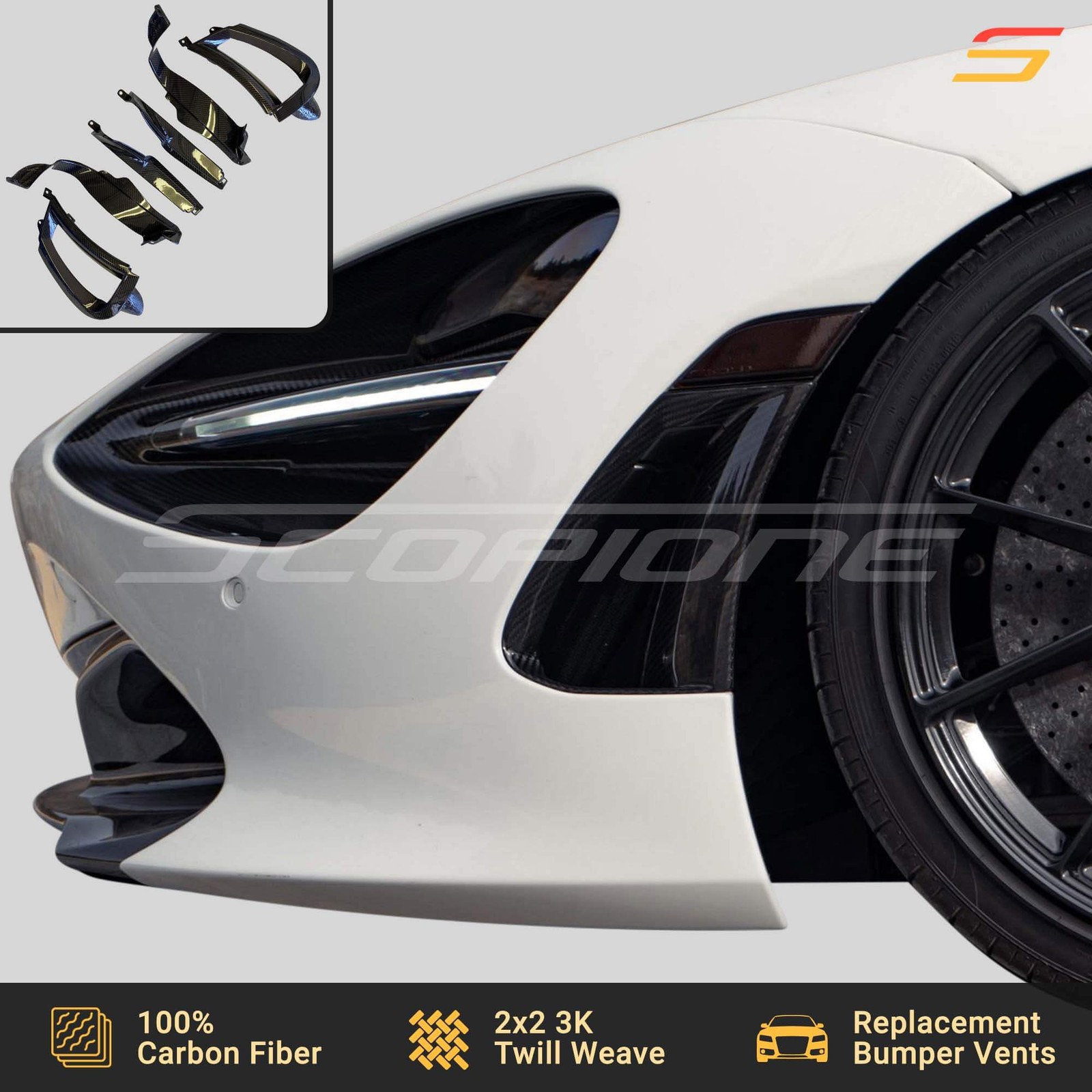 Scopione Carbon Front Bumper Side Air Vents Scoops for McLaren 720S 750S 765LT