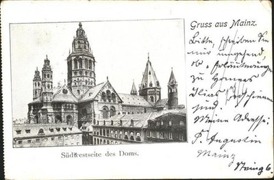 Mainz Rhein Suedwestseite des Doms