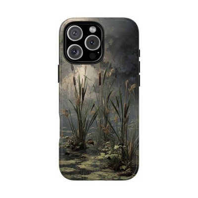 Phone Ink - Case for iPhone MagSafe, Galaxy, Pixel - Swamp Reeds Cattails Pond